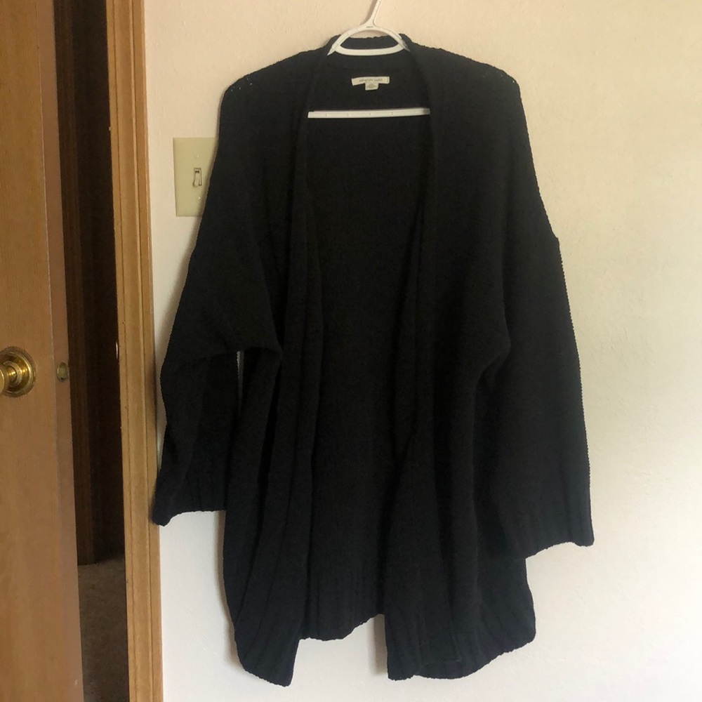 Black oversized long cardigan